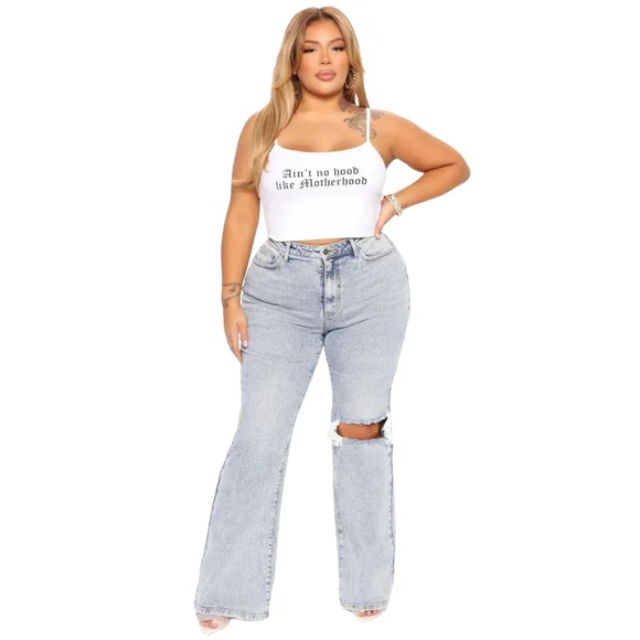 Fashion Nova "Ain't No Hood Like Motherhood" Spaghetti Strap White Tank Top, 3X - Picture 6 of 6